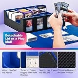 UAONO Trading Card Storage Box 2400+ MTG Deck Box 4 Top Loader Black Blue view 5
