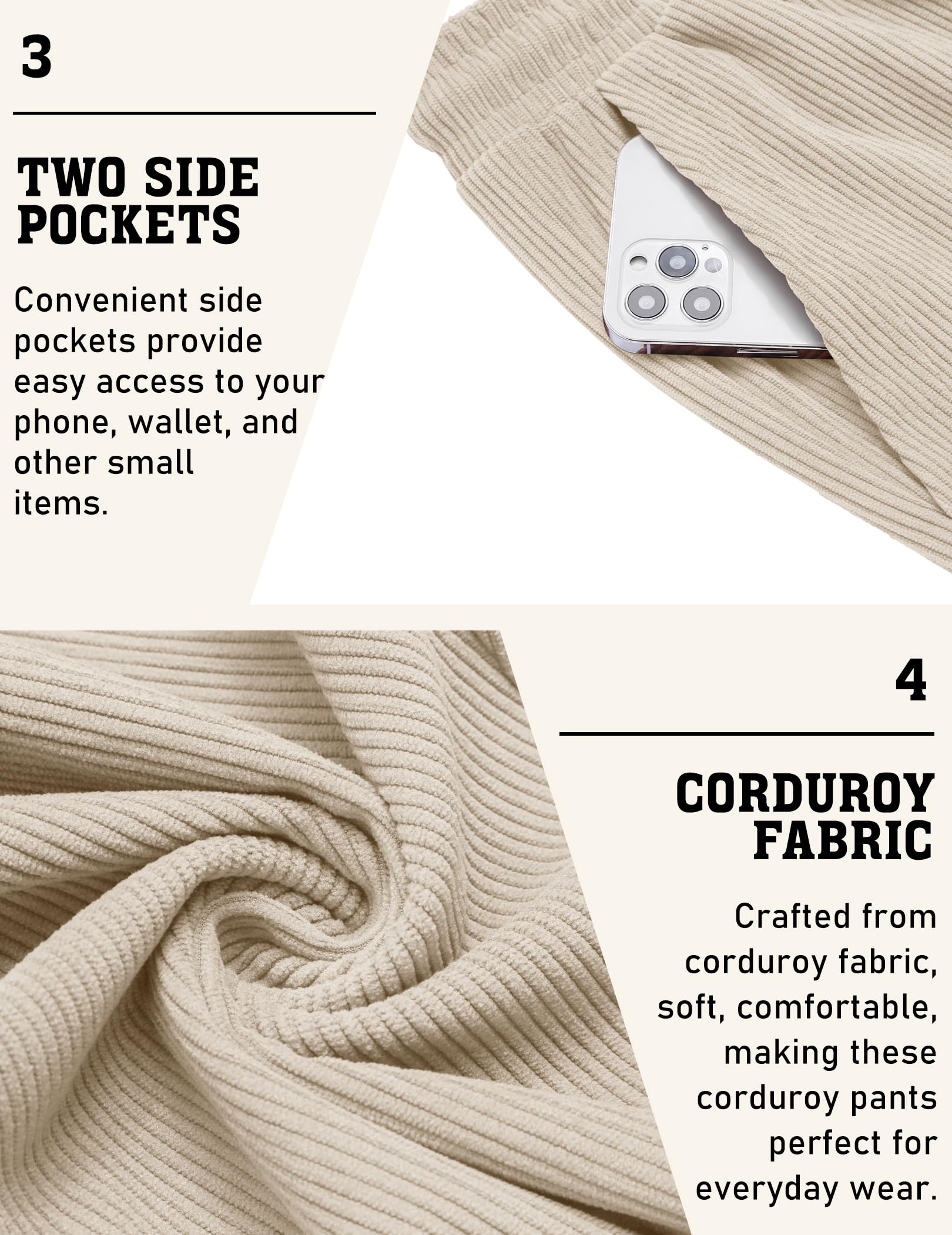 COOFANDY Mens Corduroy Drawstring Pants Casual