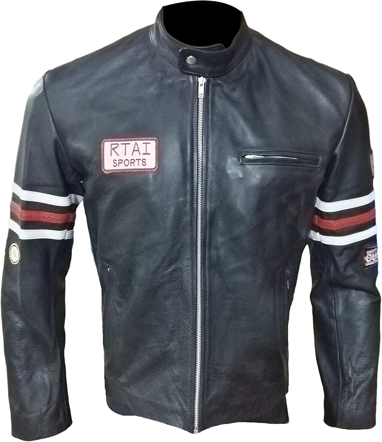 Leather Hide Cow Black Biker Sports RTAI Md House Mens Sydney Marche