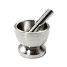 Stainless Steel Mortar & Pestle / Spice Grinder / Molcajete - Heavy Duty - Food Safe & BPA Free - Large - 4.7 x 4 Inches