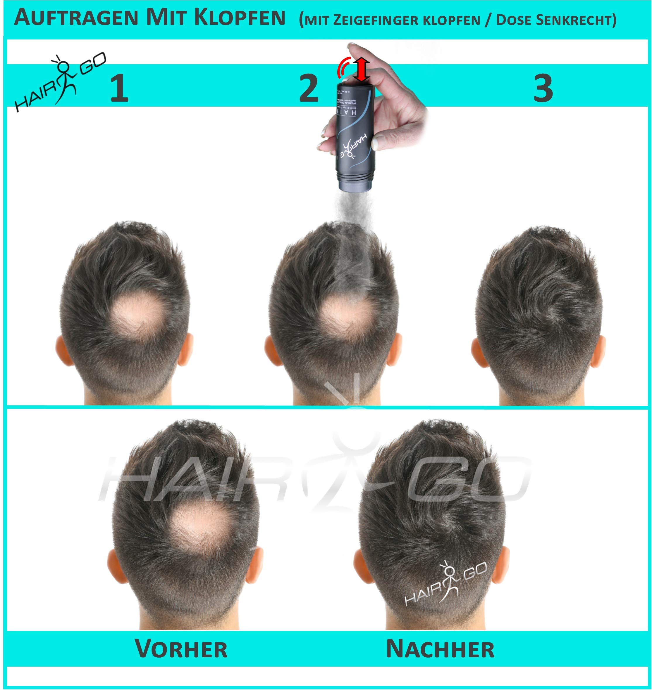 HAIR GO Premium Schütthaar zur Haarverdichtung | Haarpuder | Streuhaar | Haarauffüller | Haarausfall | Haarverdichter 100% natürlich & vegan, 1er Pack, (1x 25 gr.) (schwarz) 7