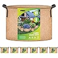 iPower Plant Grow Bag 15 Gallon 6-Pack Heavy Duty Fabric Pots, 300g Thick Nonwoven Fabric Containers Aeration with Nylon Handles, for Planting Vegetables, Fruits, Flowers, Tan 2024 Version