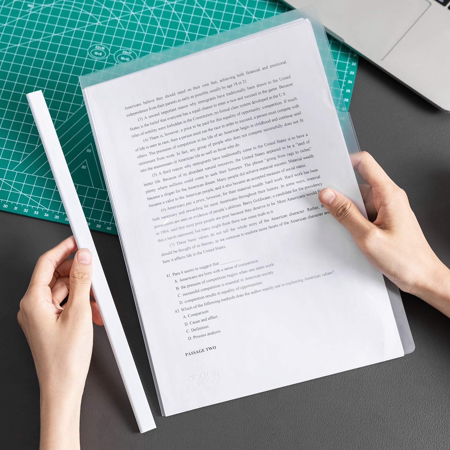 Deli 10 Pack Sliding Bar Clear Report Covers, Transparent Resume Presentation File Folders Organizer Binder for A4 Size Paper, White : Office Products