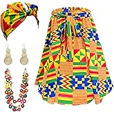 4Pcs African Dresses for Women African Attire Traditional Costume Black History Month Decorations Head Wrap Scarf