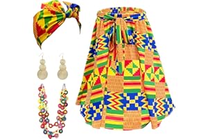 KITIMI 4Pcs African Dresses for Women African Attire Traditional Costume Black History Month Decorations Head Wrap Scarf