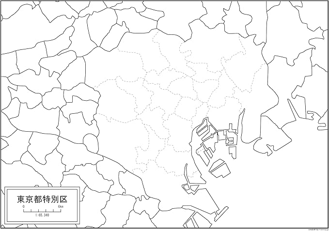 Amazon 東京都23特別区の白地図 A1サイズ 2枚セット 地図 文房具 オフィス用品