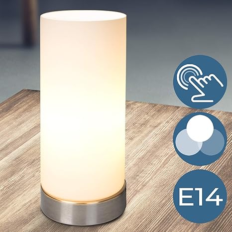 Tischlampe mit Dimmer Touchfunktion | 1er oder 2er Set, E14, Touch Dimmbar mit Berührungssensor | Nachttischlampe,Tischleucht