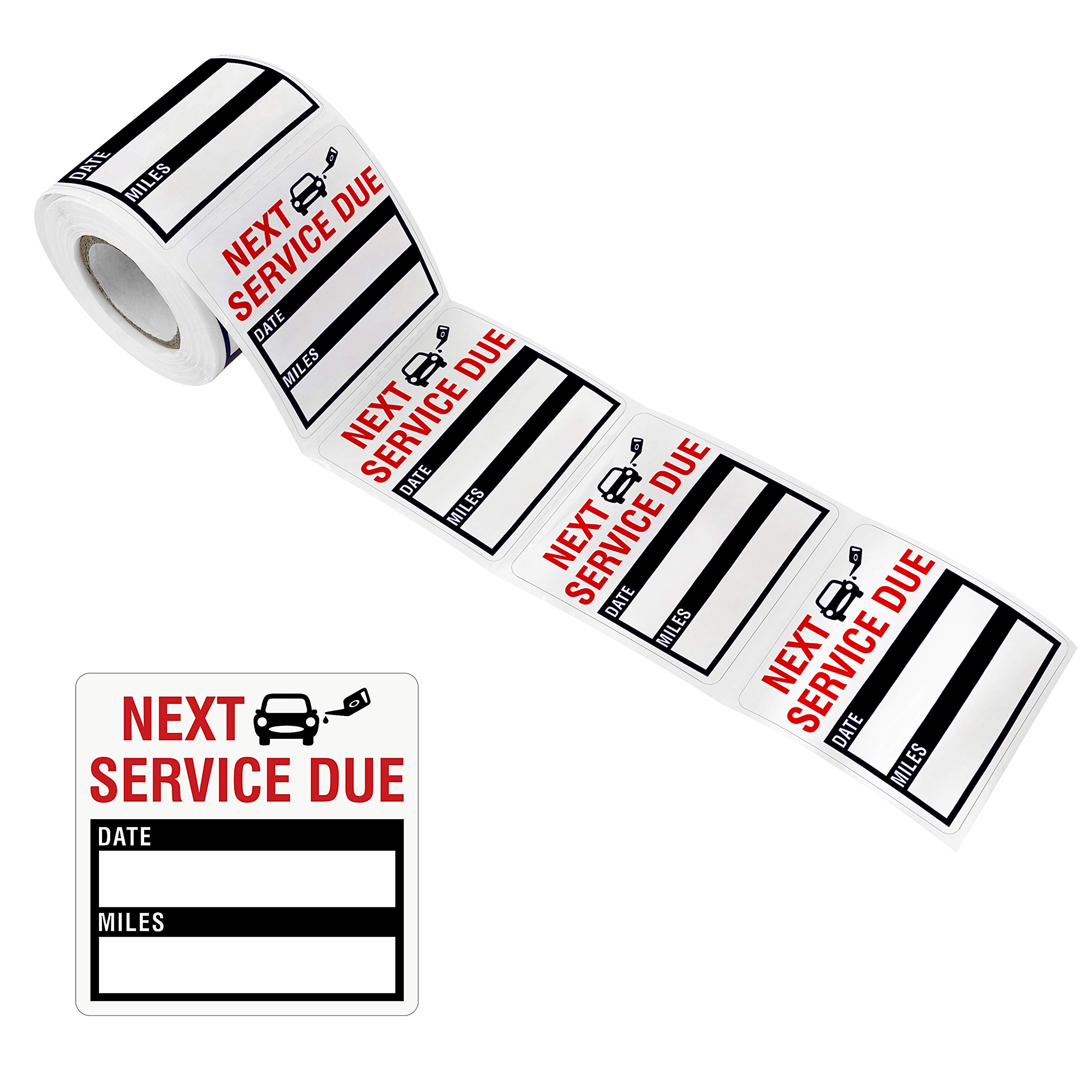 150 PCS Oil Change Auto Maintenance Service Due Reminder Stickers,Waterproof/Tear Resistant Residue-Labels in Roll with Perforation Line(Each Measures 2” X 2” Black)