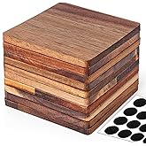 10 Pieces Unfinished Wood Coasters, 4 Inch Square Acacia Wooden Coasters for Crafts with Non-Slip Silicon Dots for DIY Stained Painting Wood Engraving Home Decoration