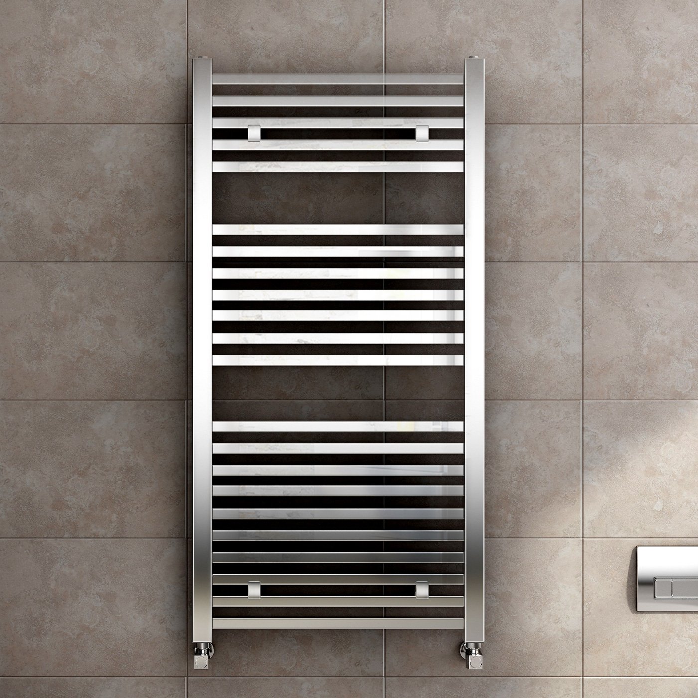 1200 x 600 Premium Square Bar Heated Towel Rail Chrome Bathroom Radiator RS1200600 iBathUK 1200 x 600 Premium Square Bar Heated Towel Rail Chrome Bathroom Radiator RS1200600 iBathUK