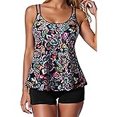 Women Tankini Swimsuit with Shorts - Flowy Two Piece Swimsuits Tummy Control Bathing Suits 2025 Swimwear