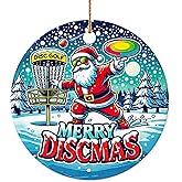 Decorlion 2025 Christmas Ornament - Merry Discmas Funny Santa Playing Disc Golf Ceramic Ornament, Disc Golf Tree Decoration, Gift for Disc Golfers, Disc Golf Lovers