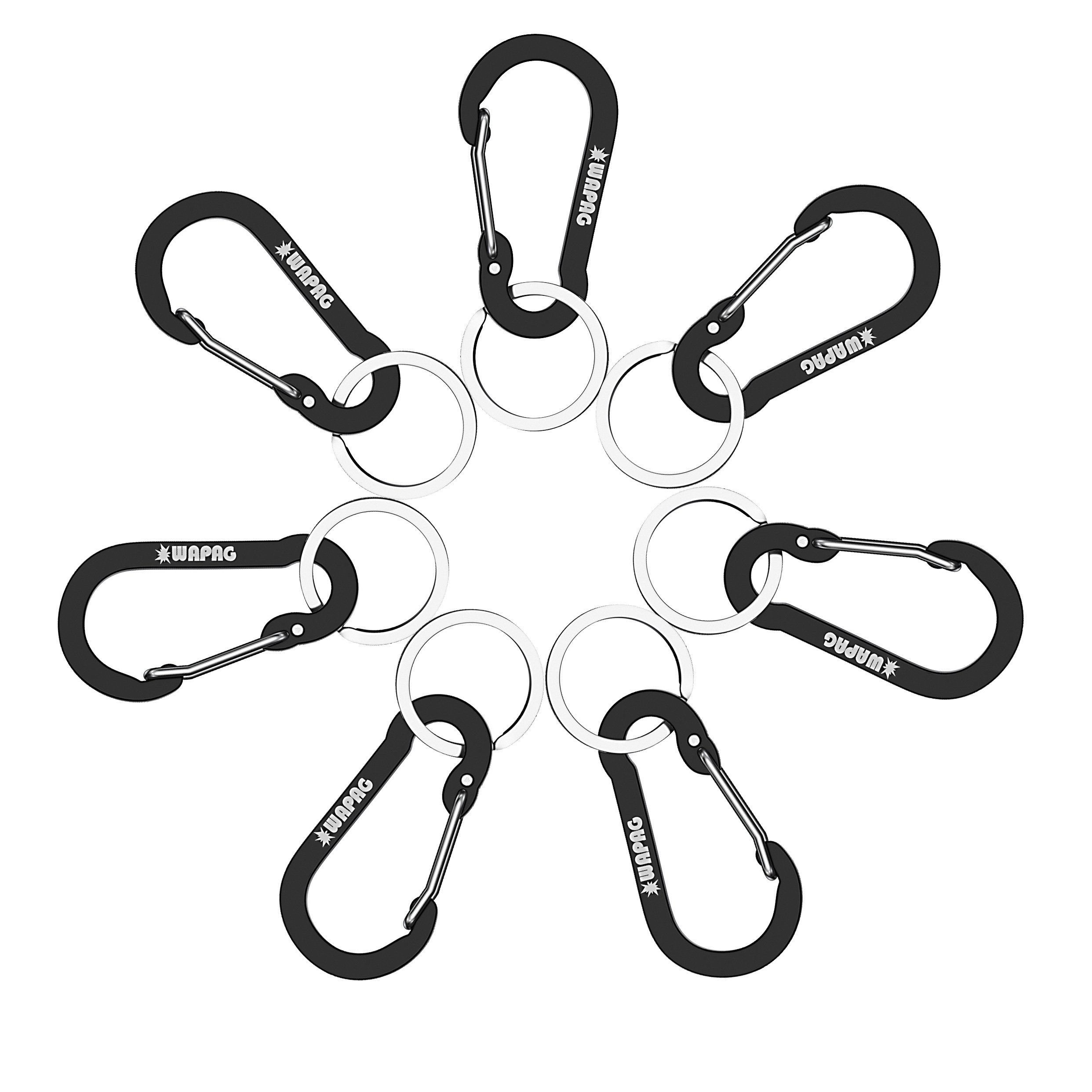 Carabiner Keyring 5cm / 2 inch mini Carabiner Clip Aluminum Small Carabiner for Key Backpack Hiking Running Camping Accessories (7Black)