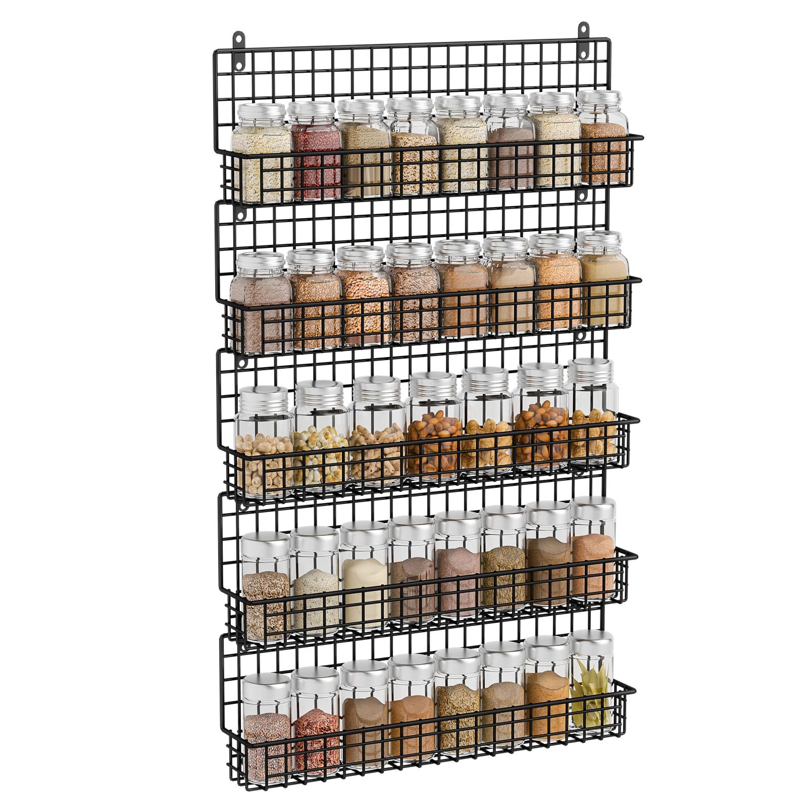 Photo 1 of X-cosrack Spice Rack Organizer, 5-Tier Wall Spice Rack, Stackable Hanging Spice Jars Storage Racks, Great for Kitchen and Pantry, Up to Storage 48 Jars(Patent No.:D909138S)