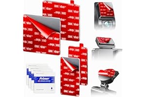 TAPSI 4-Pack Double-Sided Adhesive Pads for Dash Cam Mount – Made with 3M VHB, Heat-Resistant Replacement Tape – 2 Square & 2 Rectangular for Windshield and Dashboard – Includes 4 Adhesion Promoter