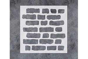 G GSS DESIGNS GSS Designs Brick Stencil Template - Reusable Layered Bricked Stencils for Painting - Mylar Stencils for Painting on Wall Wood Canvas (8'' x 8'')