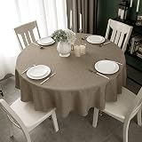 WELTRXE Round Table Cloth 180cm Dark Linen Faux Linen Water Resistant