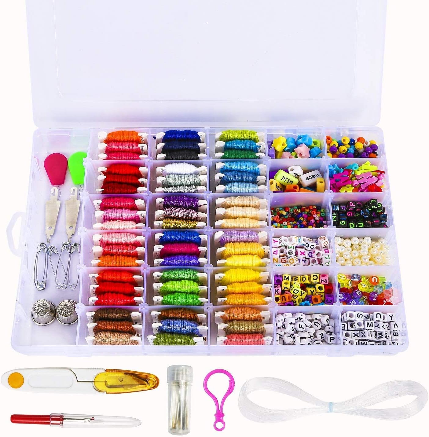 Peirich Friendship Bracelets Making Kit, 54 Colors Embroidery Floss Bracelets with Organizer Storage Box with Floss Bobbins, Beads for Cross-Stitch, Jewelry Making Christmas Birthday Gifts