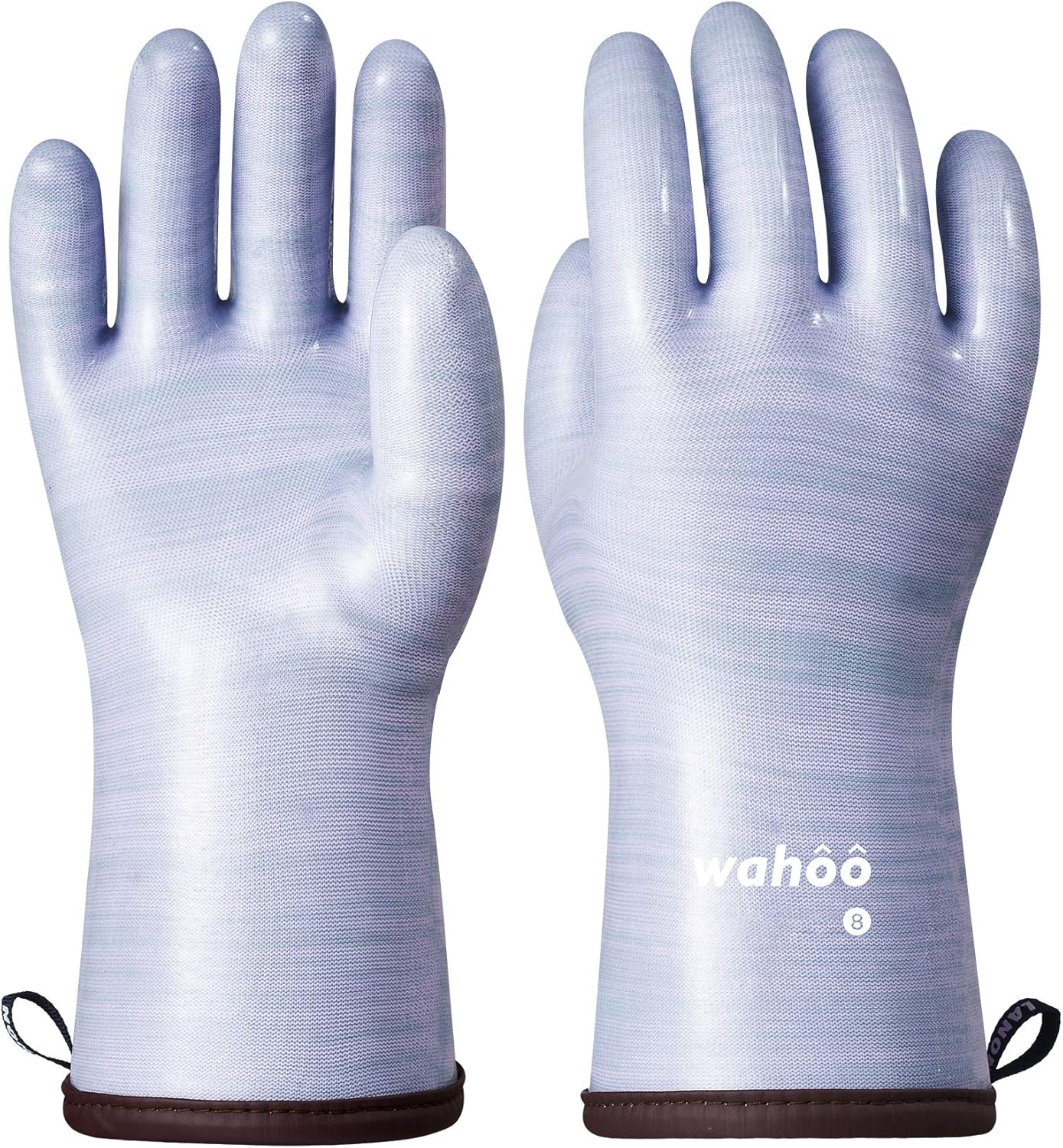 LANON Wahoo Liquid Silicone Heat Resistant Gloves, Food Contact Grade, Waterproof, Purple, Size 8