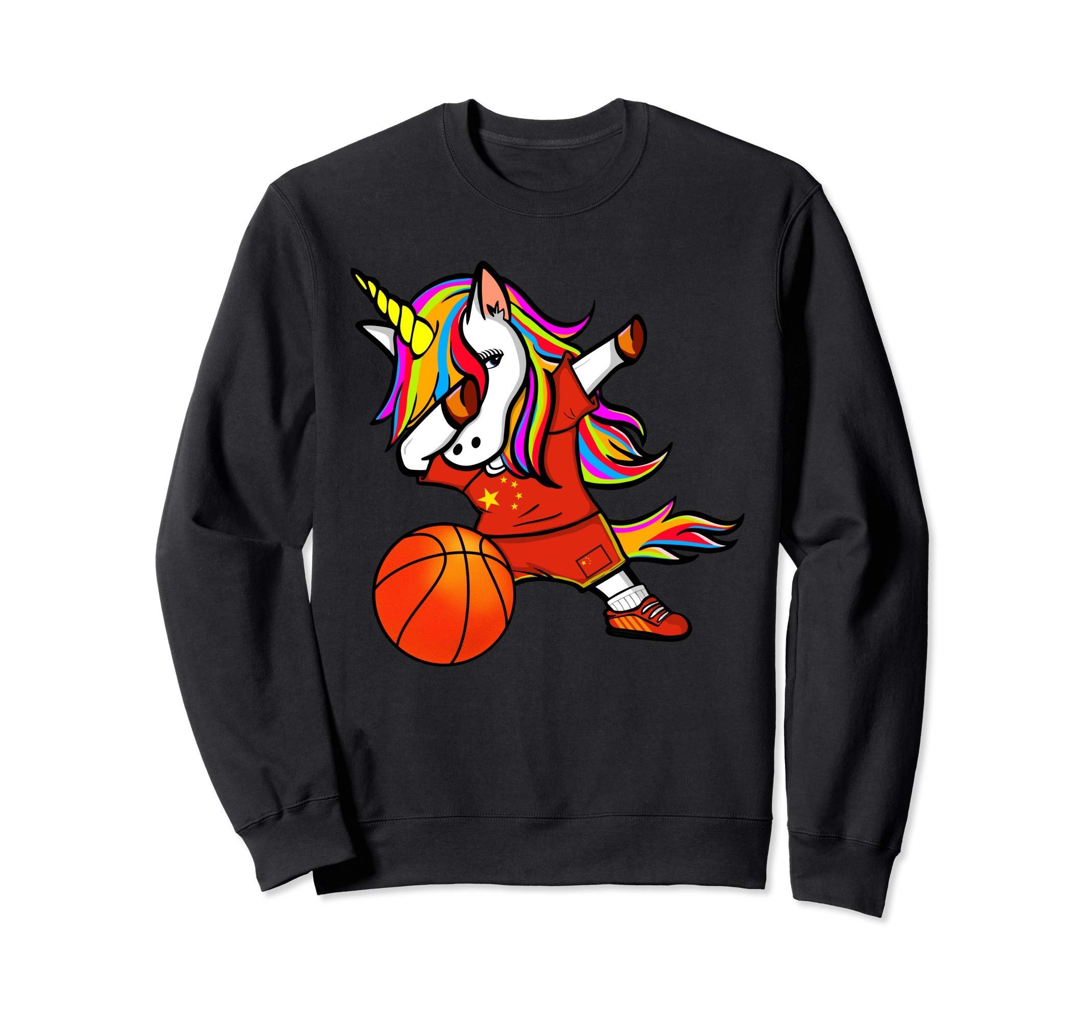 Funny Dabbing Unicorn China Basketball - Chinese Flag Sweatshirt