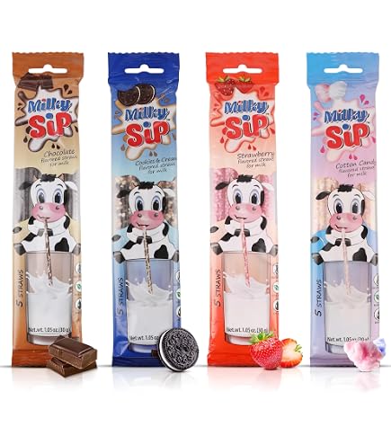 Lot De 5 Pailles Magiques Goûts Fraise, Chocolat, Banane Et Lait - Fun Pour Enfants Et Desserts