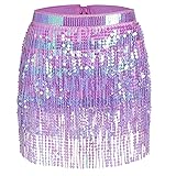 Fenyong Women's Belly Dance Hip Scarf Sequin Fringe