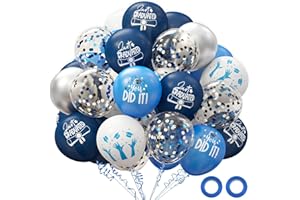 OUMUAMUA 2024 graduation party decorations, 70pcs graduation balloons blue and white graduation decorations for college high school class of 2024 congrats grad party decor