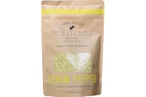 APPEL FOODS NUT CRUMBS NATURAL GLUTEN-FREE A BREAD CRUMB ALTERNATIVE Appel Foods - Nut Crumbs - Bread Crumb Alternative - Gluten Free - Sugar Free - Low Carb - Low Sodium - Raw, Premium Nuts - (Lemon Pepper)