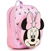 Disney Mini Backpack for Girls Toddlers 12x9” Preschool Backpack for Daycare Travel School Supplies Gifts for Girls (Pink Minnie 3D)