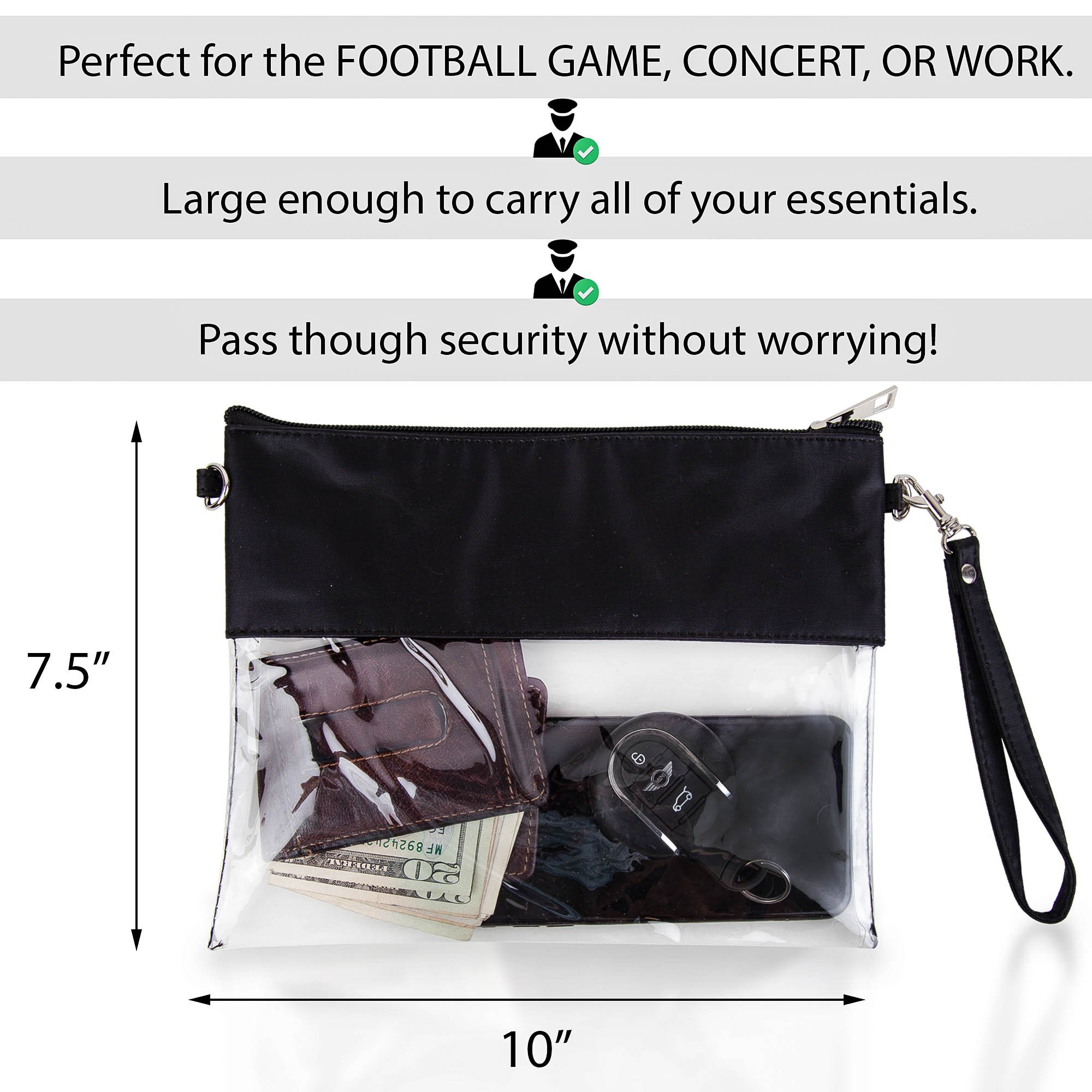 Clear Cross Body Purse Stadium bag NFL approved gameday bag monogrammable clutch tote
