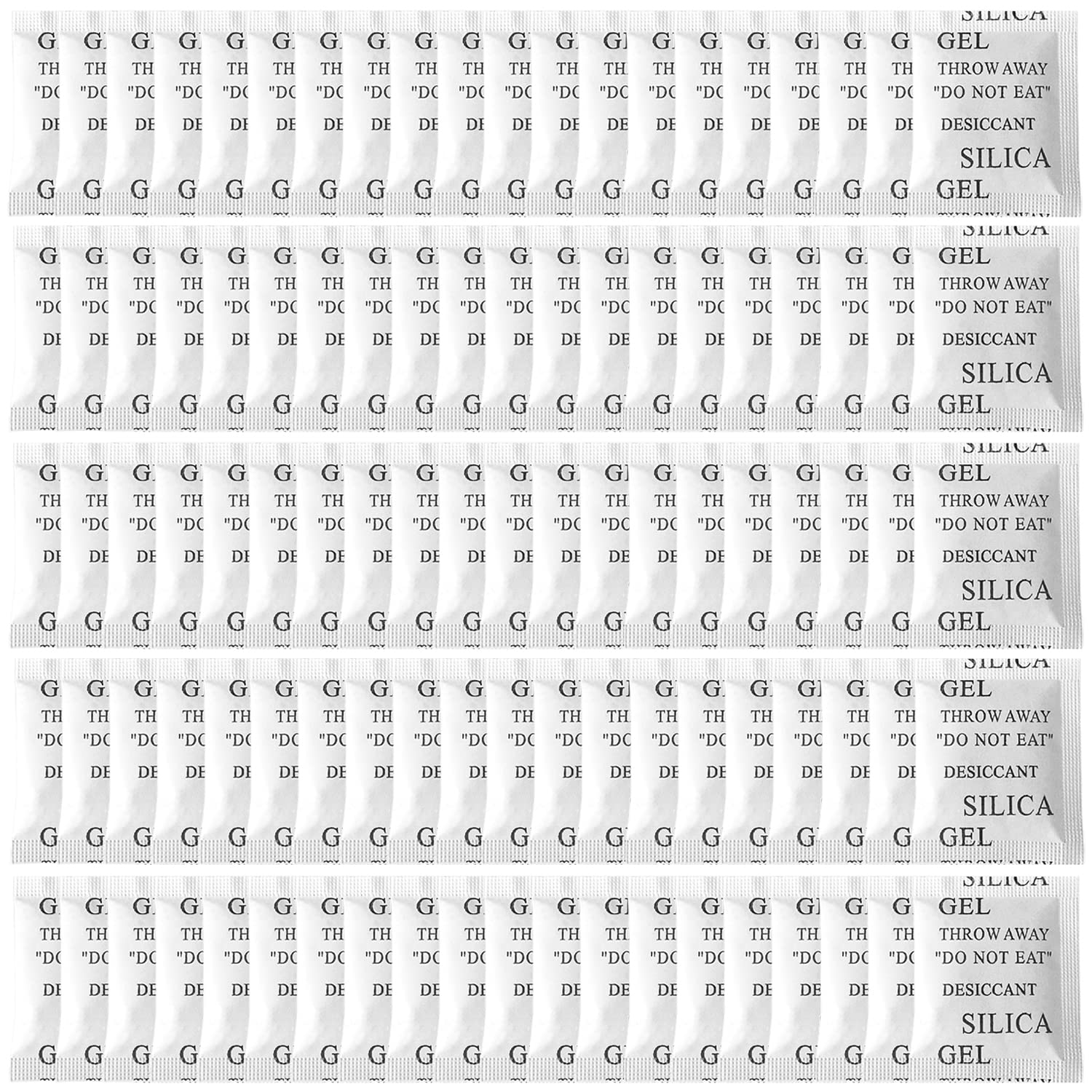 Photo 1 of 100PCS 5 Gram Premium Silica Gel Packets, Desiccant Packs for Storage, Moisture Absorbers, Humidity Dry Bags, Rechargeable Transparent Silicone Dessicants Dehumidifier for Electronics, Shoes, Jewelry