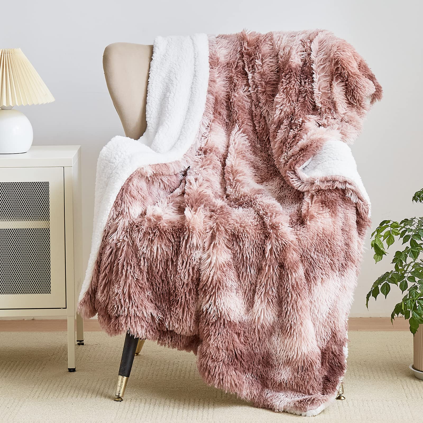 Wajade Fluffy Sherpa Fleece Blanket Coffee Faux Fur Bed Throw Super Soft Warm Large Blanket for Bed Sofa Car, 130x160CM — image 1