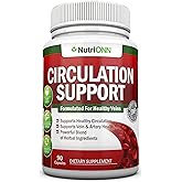 Blood Circulation Support - All Herbal Supplement For Healthy Blood Flow, Arteries & Veins - Promotes Leg Comfort - With Hawthorn, Niacin, L-Arginine, Butcher’s Broom, Cayenne Pepper, Horse Chestnut