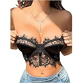 OYOANGLE Women's Lace Tube Top Strapless Bandeau Bra Non Padded Party Bandeau Bralette