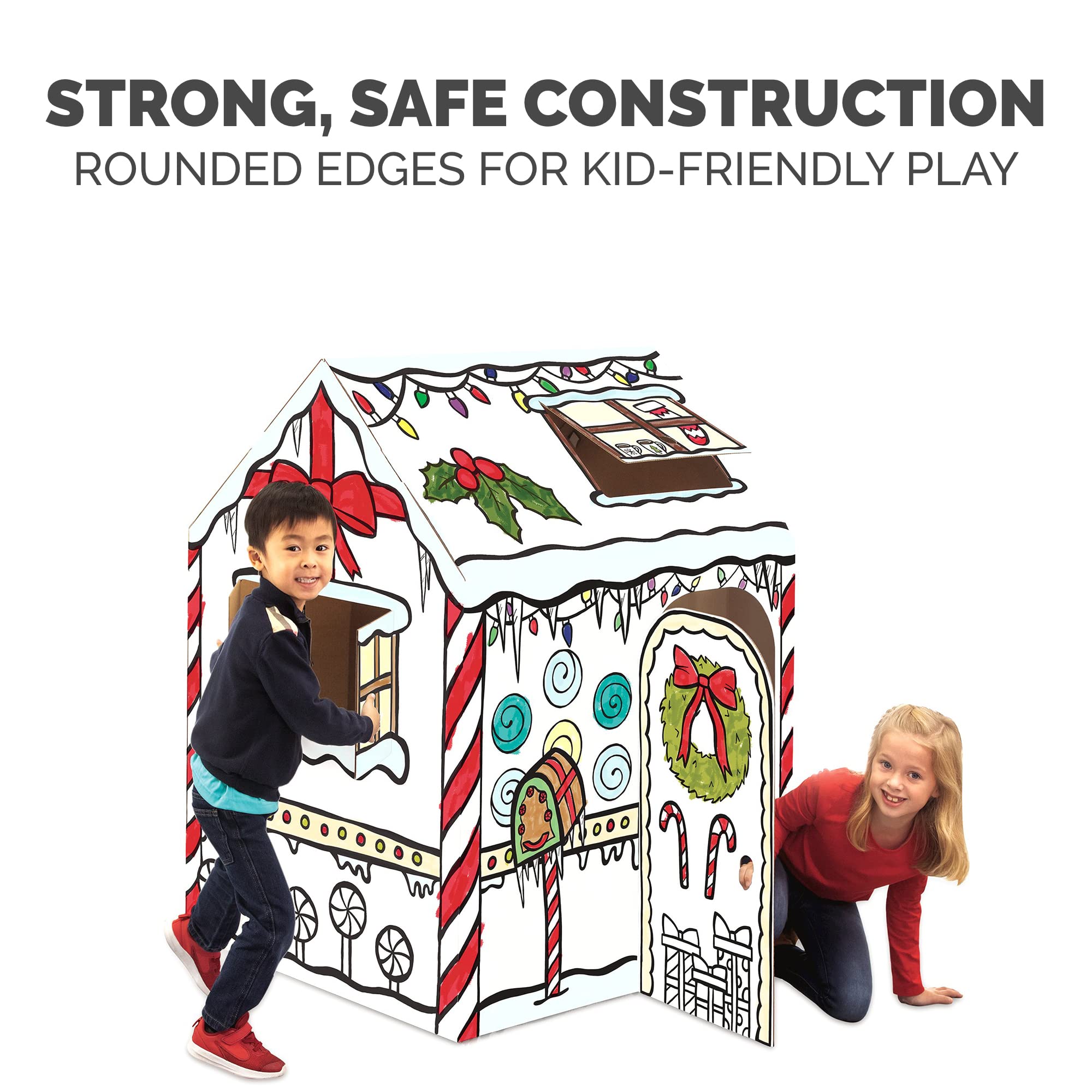 Bankers Box at Play Large Color in Gingerbread Playhouse, Cardboard Playhouse and Life Size Craft Activity for Kids and Families