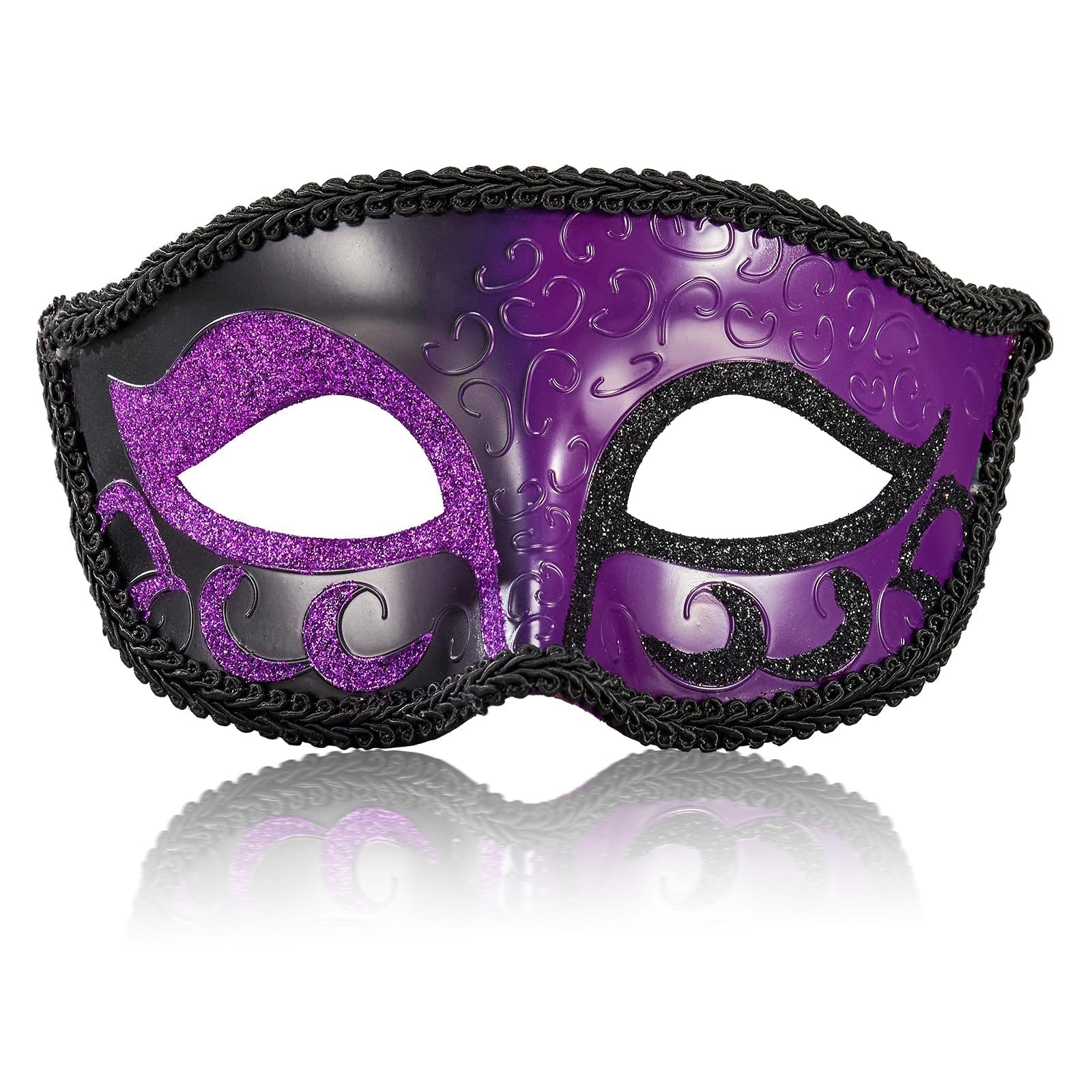 MYSEUNI Purple Masquerade Mask for Men, Retro Venetian Mask for Men, for Cosplay, Halloween, Masquerade Ball