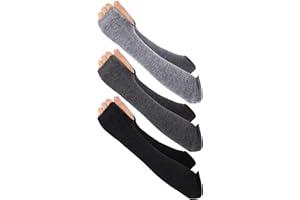 Bememo 3 Pairs Long Fingerless Gloves for Women Arm Warmers Unisex Arm Sleeves Knit Thumb Elbow Hole Stretchy Gloves Goth