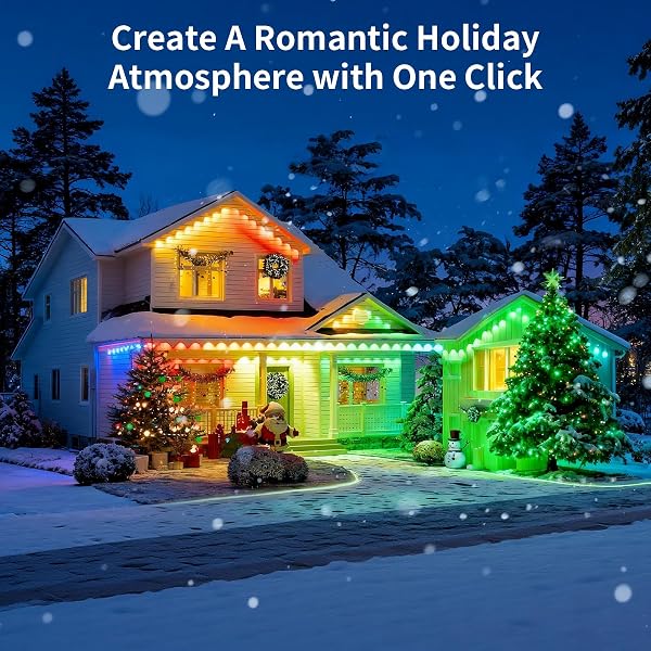 IHOMEY 150FT PERMANENT OUTDOOR EAVES LIGHT WITH 90 LED, WATERPROOF SMART RGB LIGHT WITH APP/REMOTE CONTROL, FOR CHRISTMAS, HALLOWEEN
