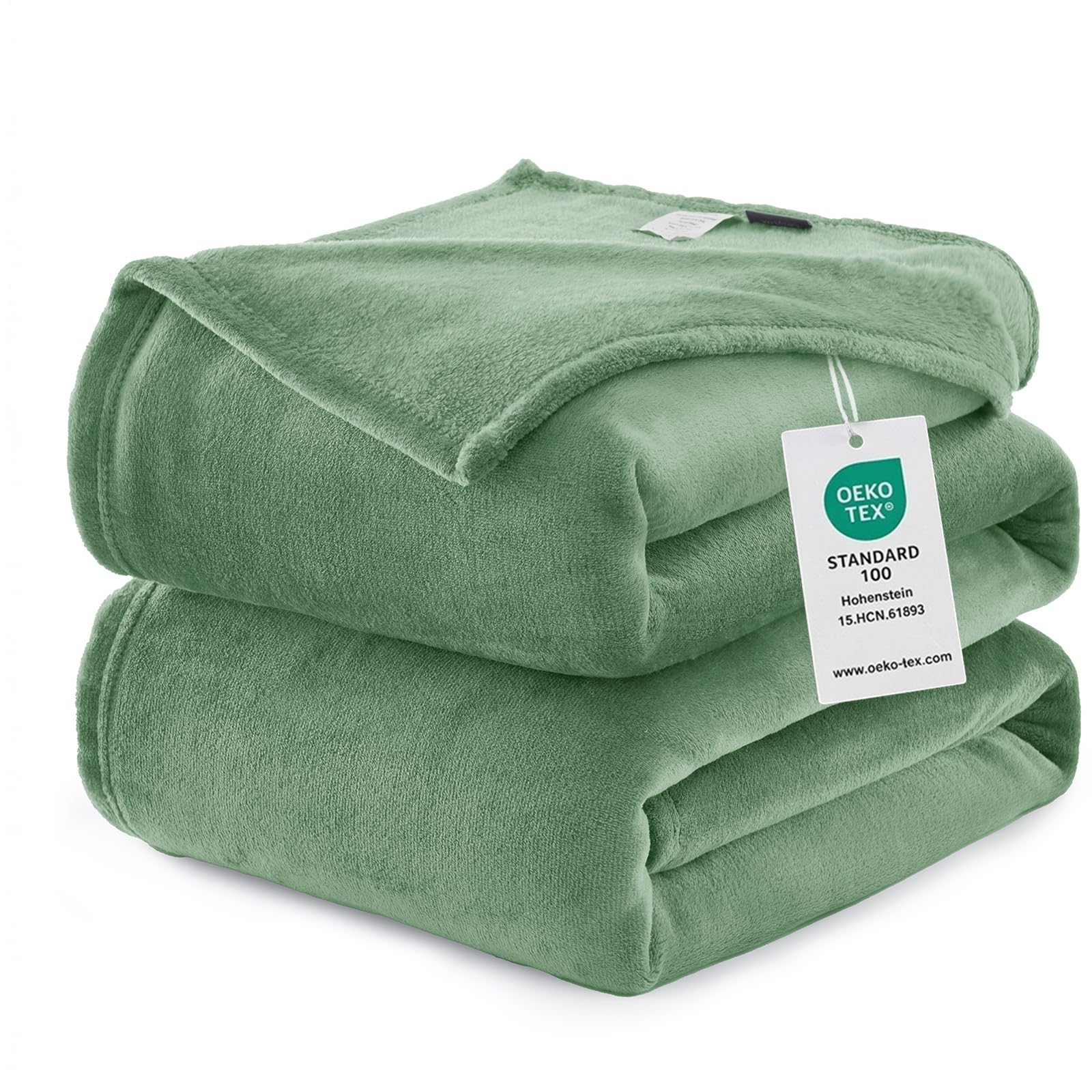 WAVVE Fleece Blanket Queen Size XL Green 7ft x 8ft - Fluffy Soft Warm Versatile Large Throw Blanket for Bed/Sofa/Couch, 220x240 cm