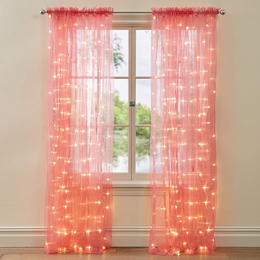 Amazon Com Brylanehome 84 Pre Lit Rod Pocket Curtain Panel Pink