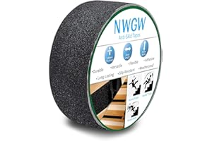 NWGW Black Anti-Slip Stair Treads Tape,2" x35FT Heavy Duty PVC Non-Skid Grip Tape for Wooden Steps, Indoor/Outdoor Stairs, Pool Decks - Peel & Stick Waterproof Safety Traction