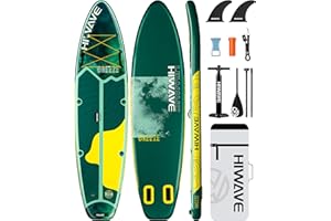 Hiwave Inflatable Stand Up Paddle Board 11’*34”*6” Sup Board, 350lbs Capicity Adult&Youth Paddle Board, Pet Friendly for Ocean&Lake, w/Double Action Hand Pump