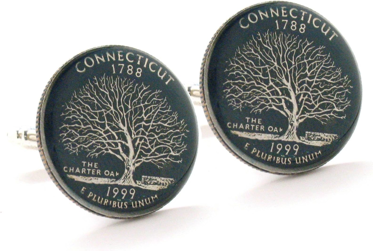Connecticut Quarter Cufflinks Suit Flag State Coin Jewelry USA US United States Police New England East Cost Hartford