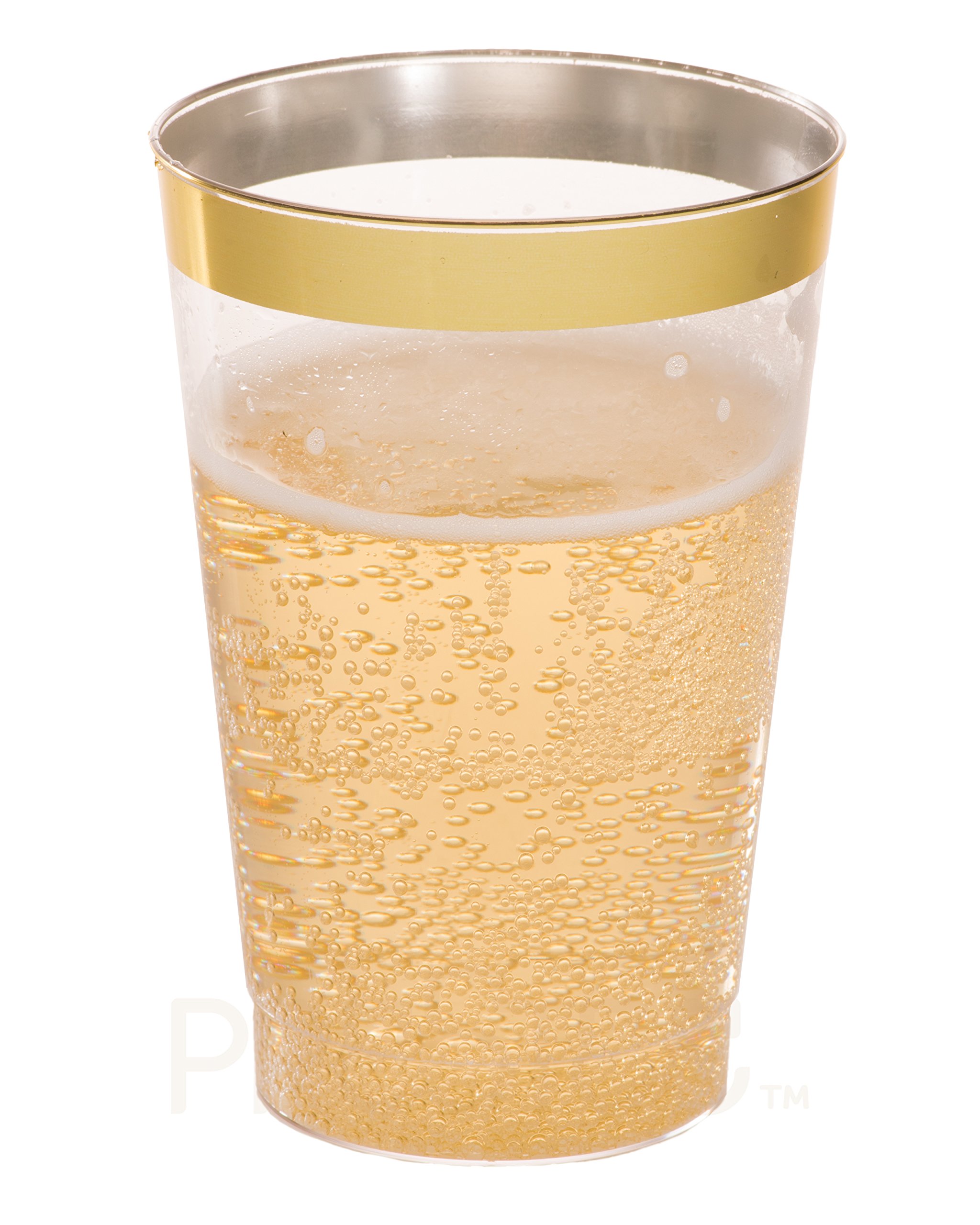 Gold Plastic Clear Cups 12 oz. 50 Pack Disposable Party Cups with