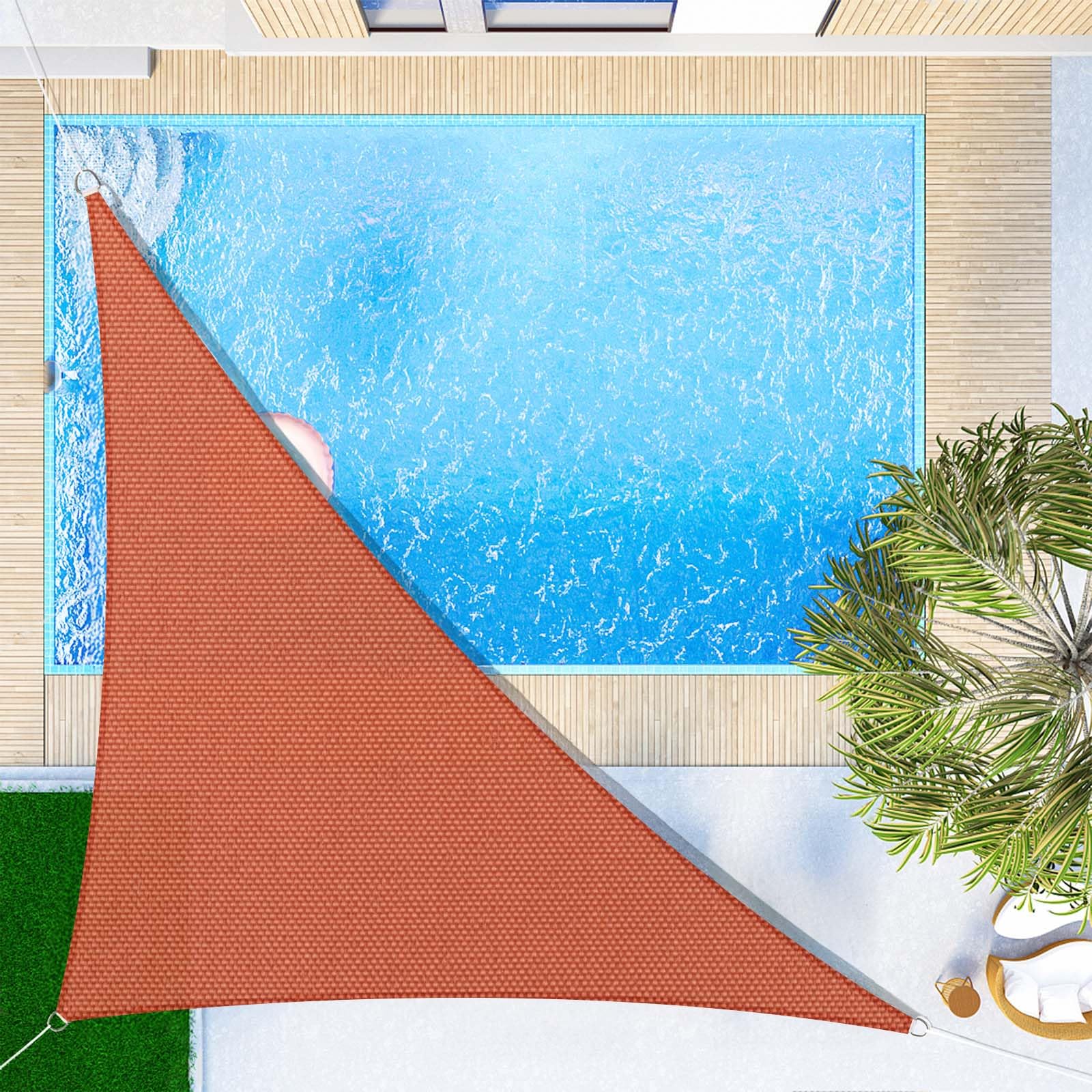 SUNNY GUARD Sun Shade Sail Triangle 3x3x4.25m Waterproof UV Block for Garden Outdoor Patio - orange red