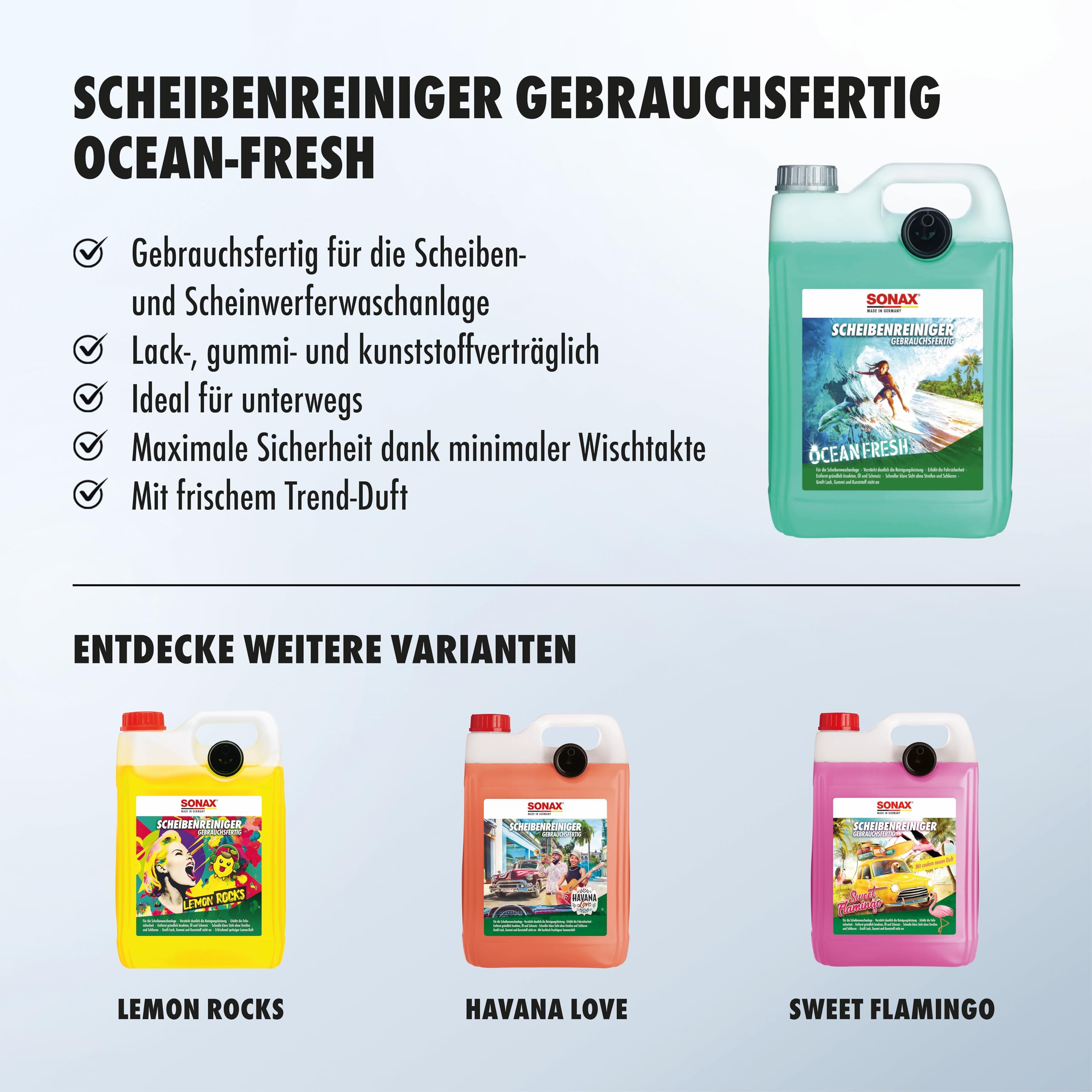 SONAX ScheibenReiniger gebrauchsfertig Ocean-Fresh (5 Liter) gebrauchsfertiger Reiniger für die Scheiben- und Scheinwerferwaschanlage | Art-Nr. 02645000 3