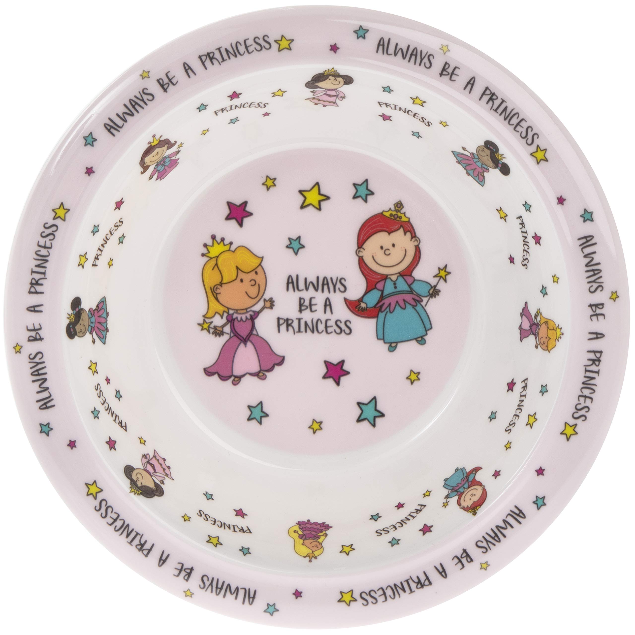 The Leonardo Collection LP42500 Always be a Princess Pink Melamine Plastic Childrens Bowl 16.5cm, Multi Color