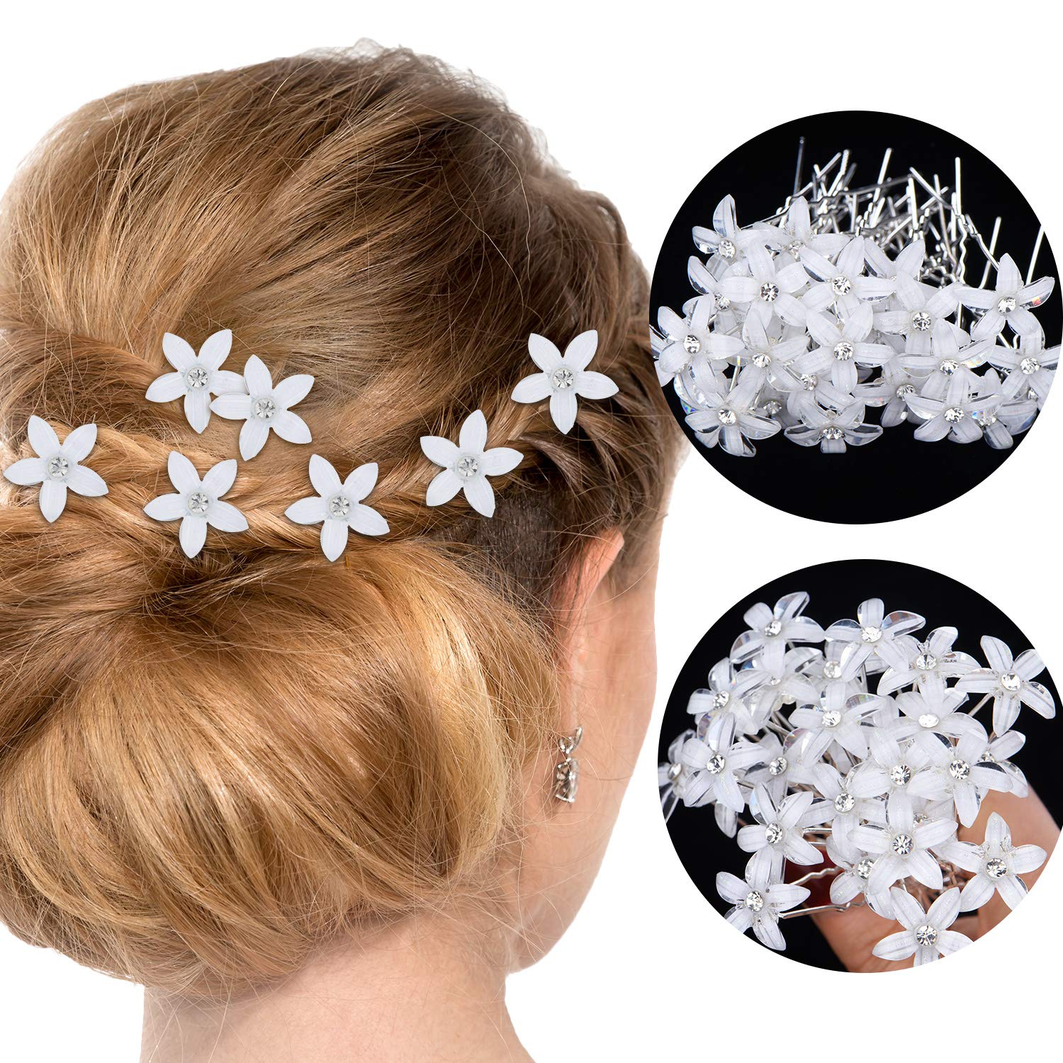 Amazon Com 60 Pieces Bridal Wedding Hair Pins Floral Rhinestone