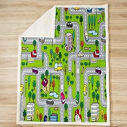 Throw 50"x60" Playing Car Fuzzy Blanket Road and