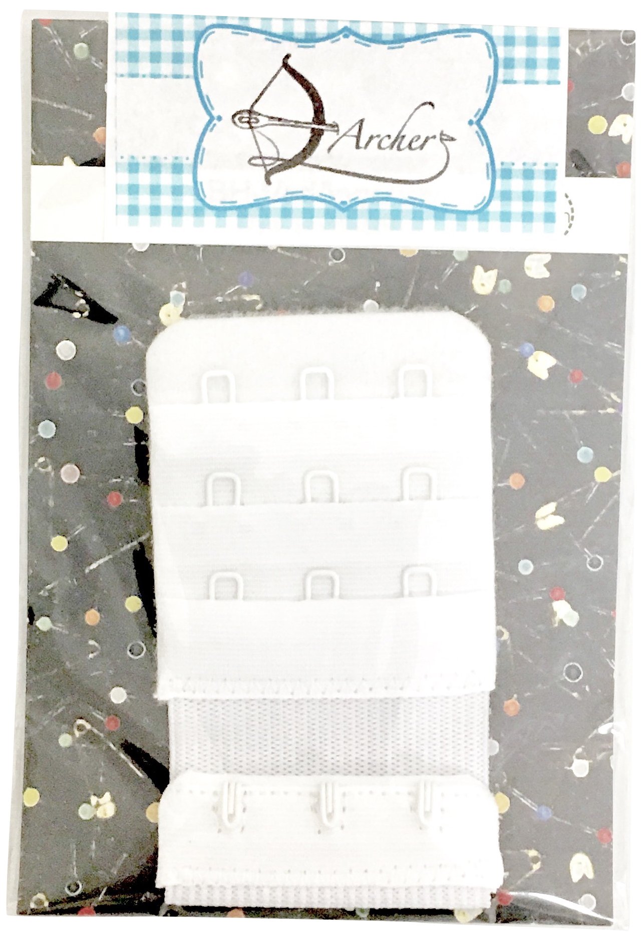 ARCHER Bra Extenders 45mm 3 Hook Black, Cotton, 8 x 12 x 0.5 cm